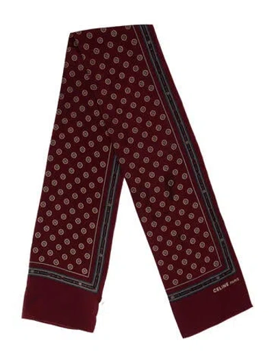 Pre-owned Celine Silk Vintage Scarf In Burgundy