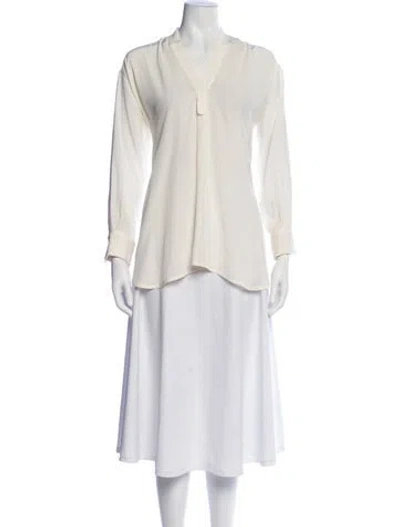 Pre-owned Celine Silk V-neck Blouse In Neutral