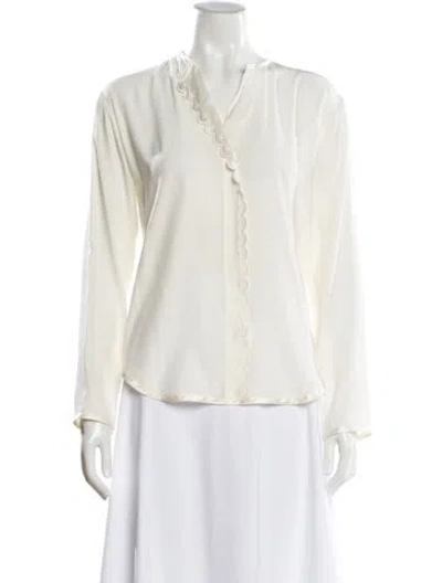 Pre-owned Celine Silk V-neck Blouse In Neutral