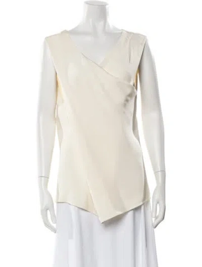 Pre-owned Celine Silk V-neck Blouse In Neutral