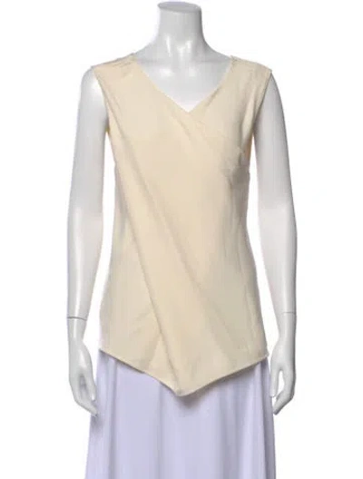 Pre-owned Celine Silk V-neck Top In Neutral
