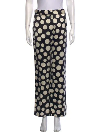 Pre-owned Celine Silk Wide Leg Pants In Black/white
