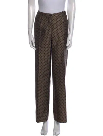 Pre-owned Celine Silk Wide Leg Pants In Brown