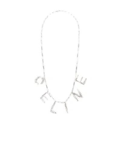 Celine Silver Brass Necklace In White