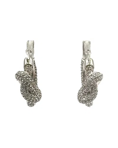 Celine Silver Crystal Hoop Earrings (authentic Pre-loved) In Metallic
