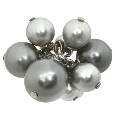 Pre-owned Celine Silver Gray Metal Band Ring () In Silver, Gray