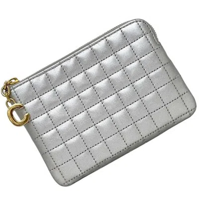 Pre-owned Celine Silver Leather Coin Purse/coin Case ()
