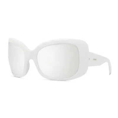 Celine Silver Mirror Oversized Unisex Sunglasses Cl40224i 25c 66 In White