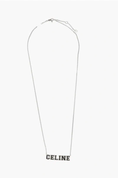 Celine Silver Necklace With Lettering Logo