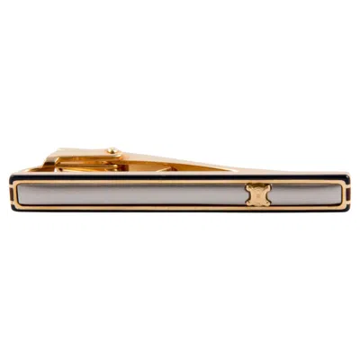 Pre-owned Celine Silver Tone Caleche Tie Link In Multi