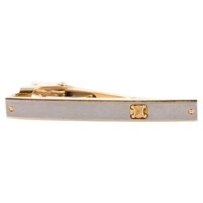 Pre-owned Celine Silver Tone Triomphe Tie Link In Multi