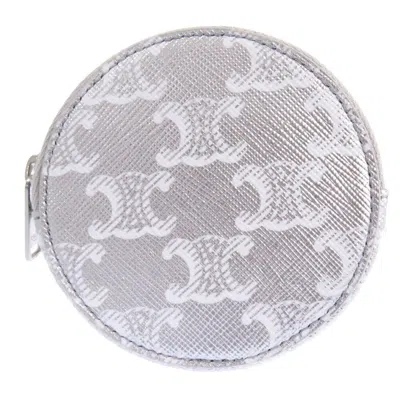 Pre-owned Celine Silver White Leather Coin Purse/coin Case ()