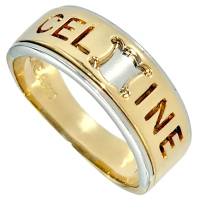 Pre-owned Celine Silver Yellow Gold Yellow Gold (18k) Platinum 900 Band Ring () In Silver, Yellow Gold