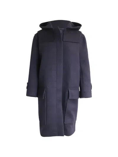 Pre-owned Celine Single-breasted Hooded Coat In Blue