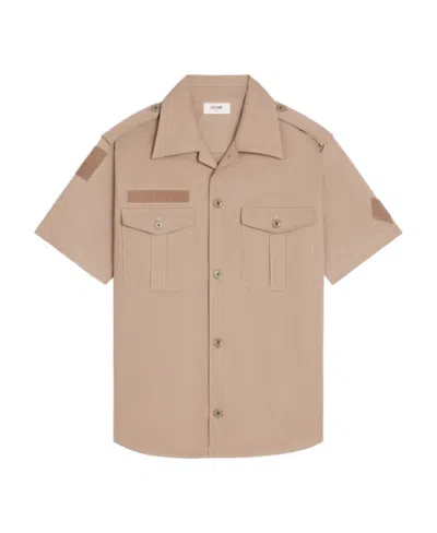 Celine Single-breasted Short-sleeved Shirt In Brown