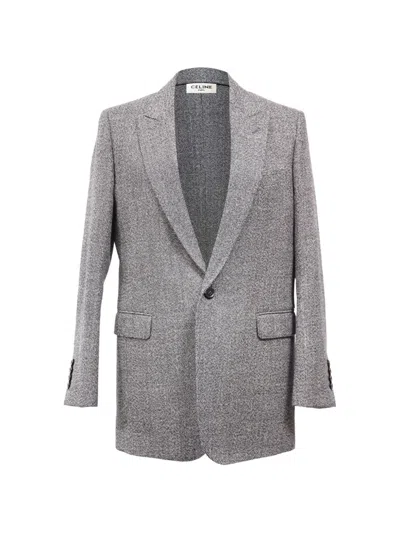 Pre-owned Celine Single-breasted Wool Blazer In Gray