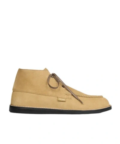 Celine Sirocco Chukka Boot In Suede Calfskin In Gold