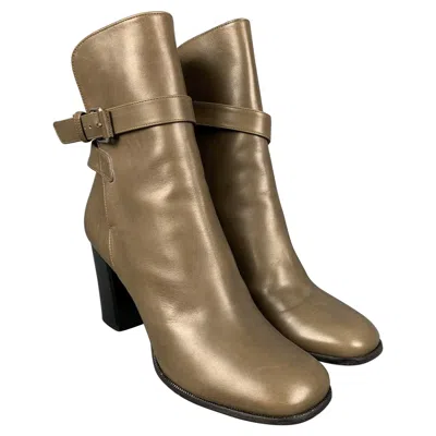 Pre-owned Celine Size 10 Grey Ankle Strap Boots In Gray