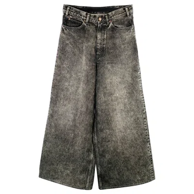 Pre-owned Celine Size 29 Black Wash Denim Zip Fly Wide Leg Baggy Jeans