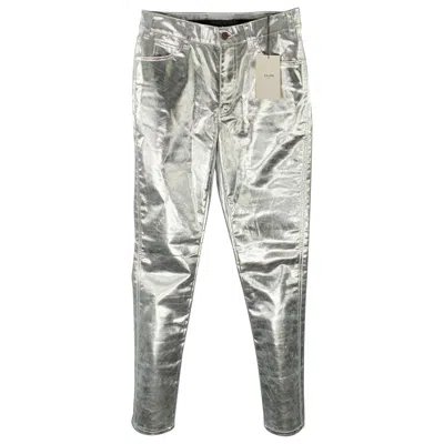Pre-owned Celine Size 29 Silver Metallic Cotton Blend Jean Cut Casual Pants