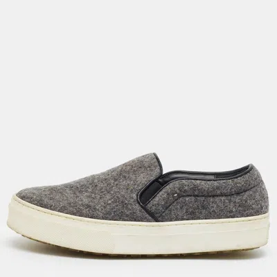 Pre-owned Celine Size 35.5 Grey Wool Slip On Sneakers