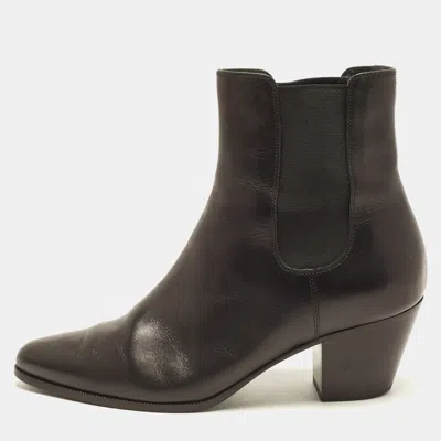 Pre-owned Celine Size 36.5 Black Leather Chealsea Boots