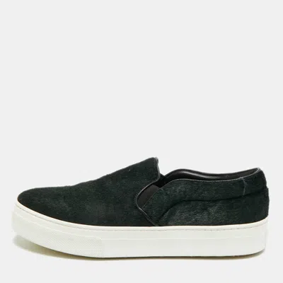 Pre-owned Celine Size 37 Green Calf Hair Slip On Sneakers