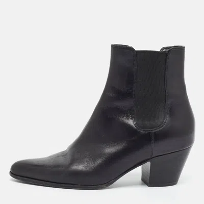 Pre-owned Celine Size 38 Black Leather Chealsea Boots
