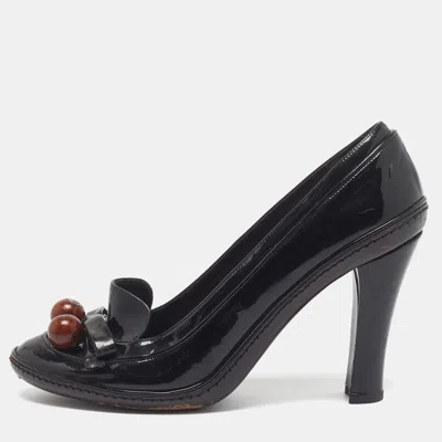 Pre-owned Celine Size 39 Black Patent Leather Block Heel Pumps