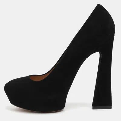 Pre-owned Celine Size 39 Black Suede Platform Pumps