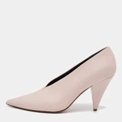 Pre-owned Celine Size 39 Pink Leather V Neck Nappa Pumps