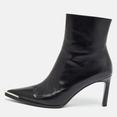 Pre-owned Celine Size 40 Black Leather Ankle Length Boots