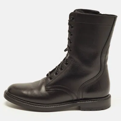 Pre-owned Celine Size 40 Black Leather Combat Boots