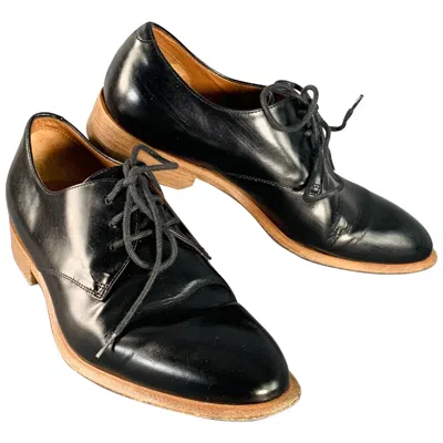 Pre-owned Celine Size 5.5 Black Brown Leather Derby Almond Toe Lace-up Shoes
