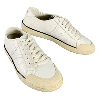 Pre-owned Celine Size 8 White Leather Low Top Lace-up Sneakers