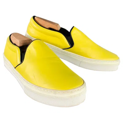 Pre-owned Celine Size 9 Yellow Leather Slip On Sneakers