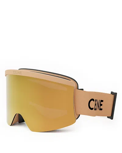 Celine Monochrome Logo-print Ski Goggles In Matte Beige Smoke Mirror