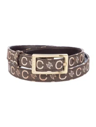 Pre-owned Celine Skinny Canvas Belt In Brown