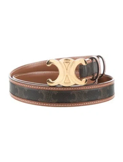 Pre-owned Celine Skinny Canvas Belt In Brown