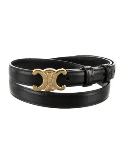 Pre-owned Celine Skinny Leather Belt In Black