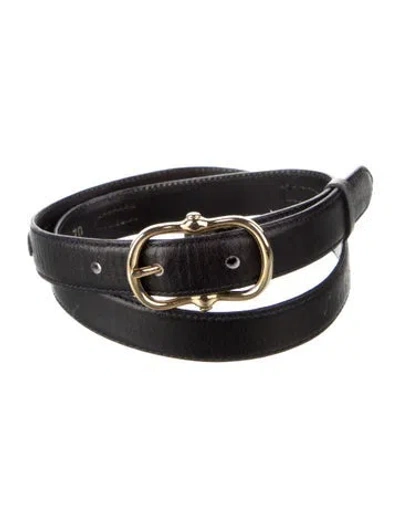 Pre-owned Celine Skinny Leather Belt In Black