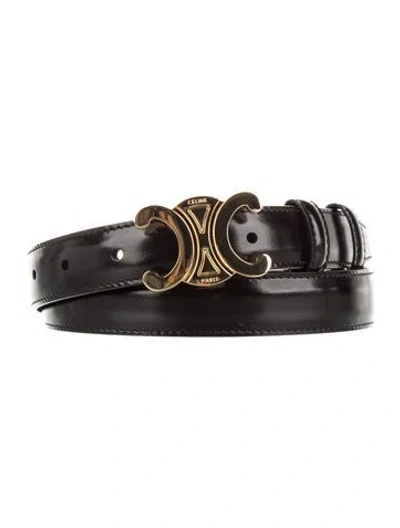 Pre-owned Celine Skinny Leather Belt In Black