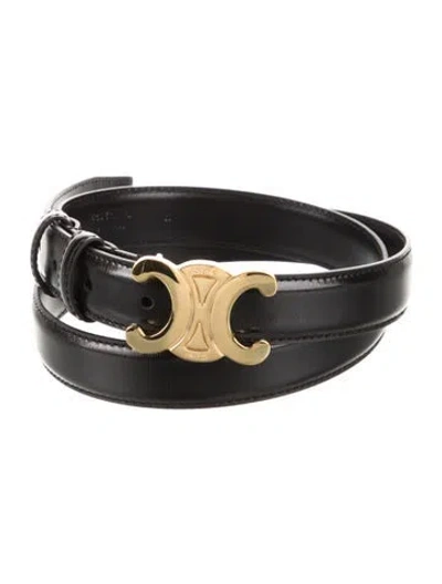 Pre-owned Celine Skinny Leather Belt In Black