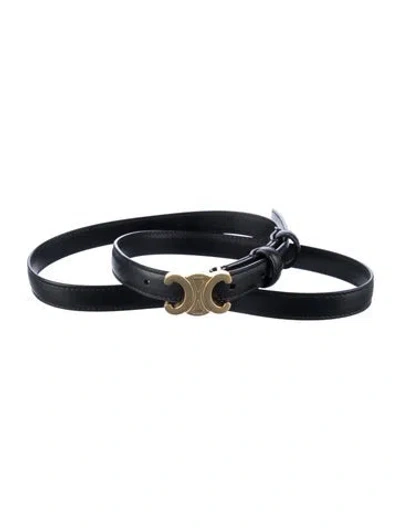 Pre-owned Celine Skinny Leather Belt In Black
