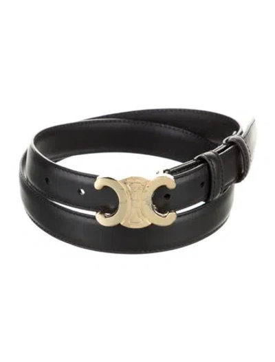 Pre-owned Celine Skinny Leather Belt In Black
