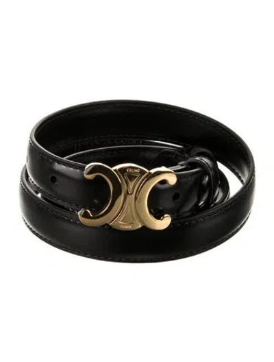 Pre-owned Celine Skinny Leather Belt In Black