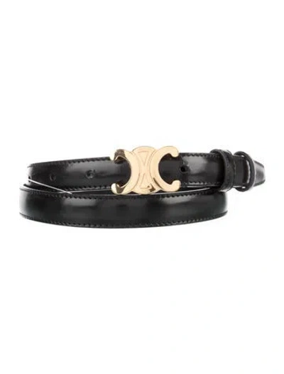 Pre-owned Celine Skinny Leather Belt In Black