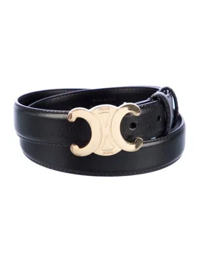 Pre-owned Celine Skinny Leather Belt In Black