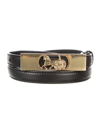 Pre-owned Celine Skinny Leather Belt In Black