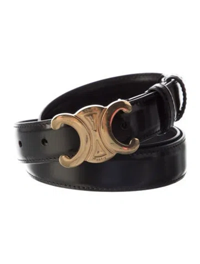 Pre-owned Celine Skinny Leather Belt In Black